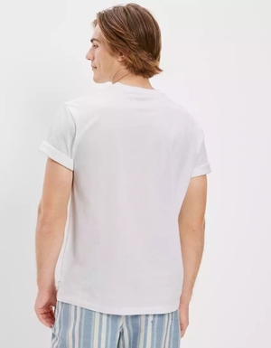 T Shirts American Eagle AE Super Soft Floral Blanche Homme | DMD-65008282